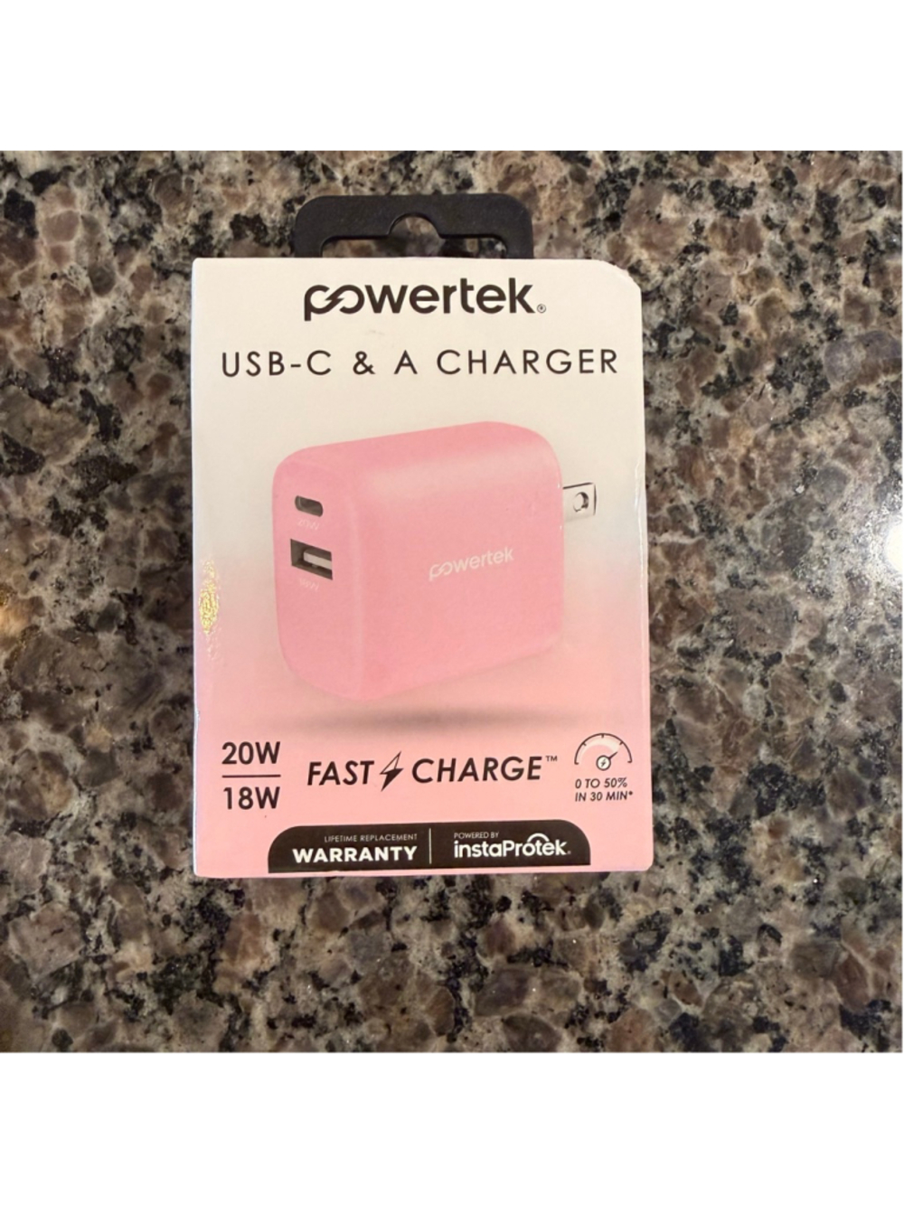 Unisex Powertek USB-C & A Charger One Size Pink